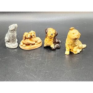 Wade England Ceramic Dog Figurines Set of 4 Puppy Trinkets Decorative Whimsies